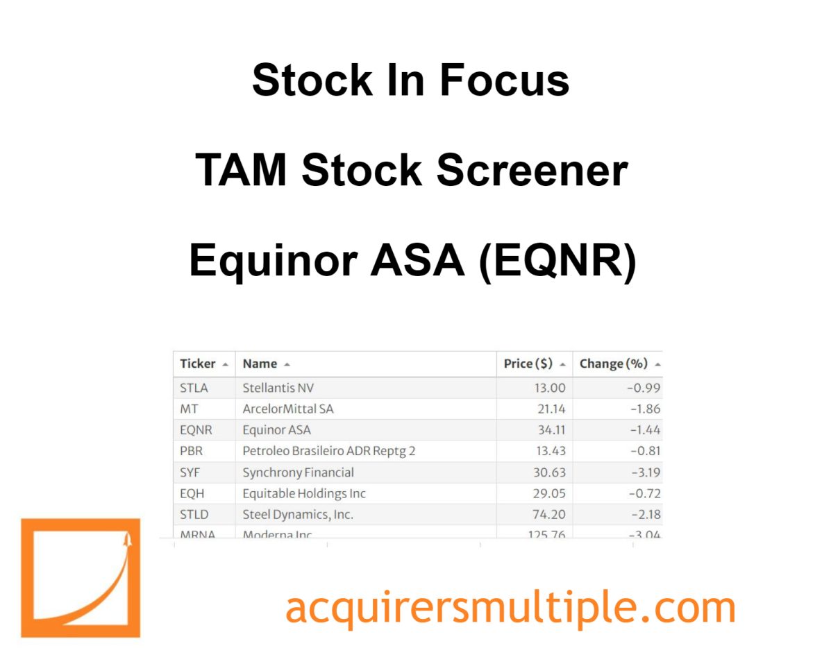 Stock In Focus – TAM Stock Screener – Equinor ASA (EQNR) | The Acquirer ...